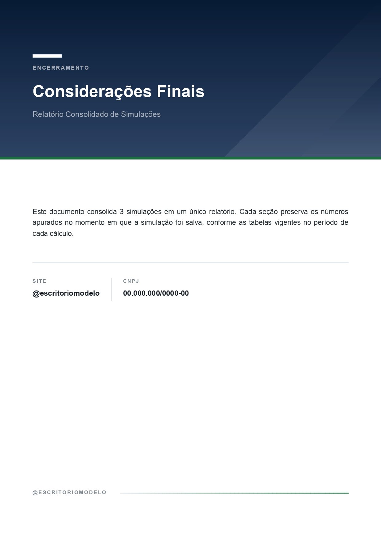 Página 13 do relatório de amostra: Considerações finais